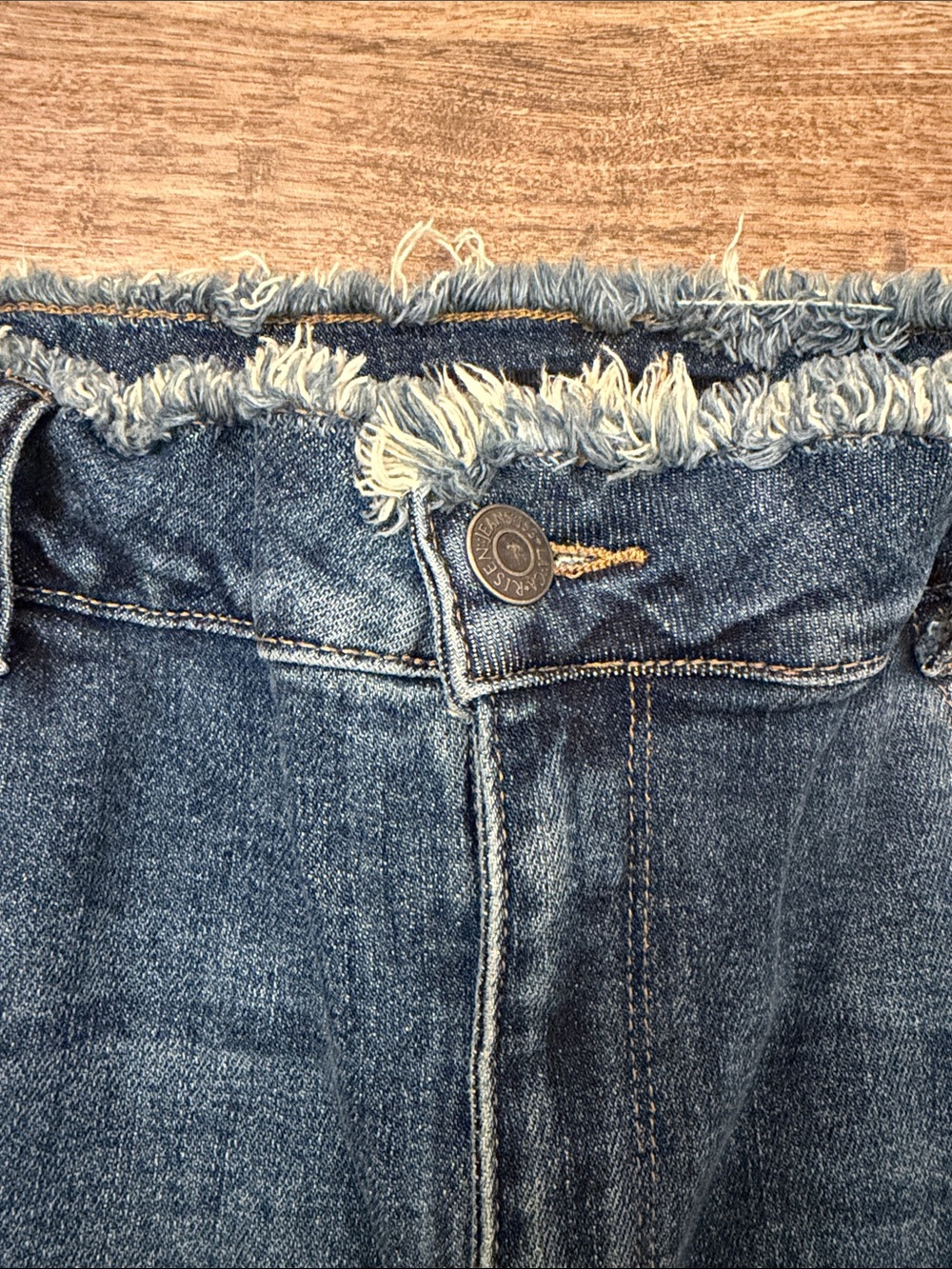 High-Rise Distressed Flare Jeans - Blue - Picture 8 of 12